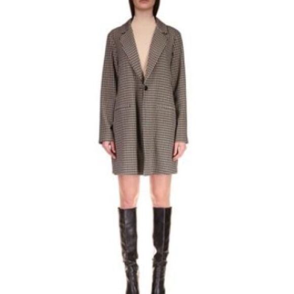 Sanctuary Polyester One-Button Blazer Jacket Carly Coat(Saddle Houndstooth) XS - Picture 3 of 11